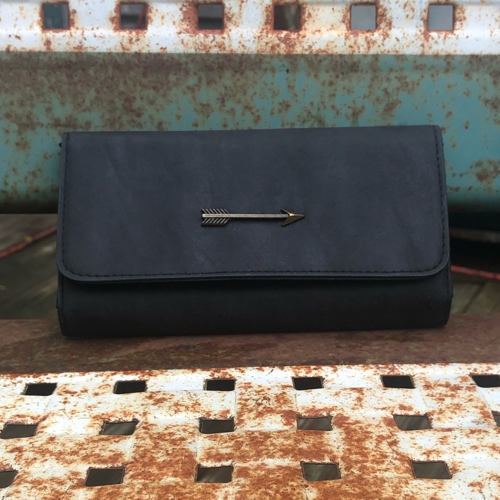 Black Wallet with Gold Arrow